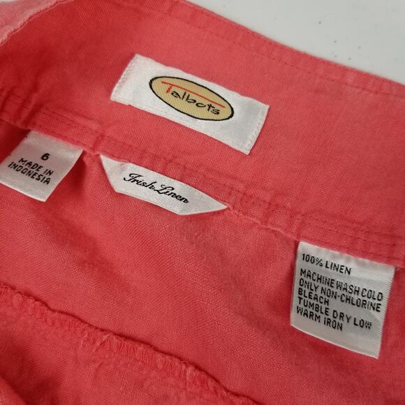 Talbots Pink Tiered Linen Side Zip Midi Skirt Size 6 - Picture 4 of 4